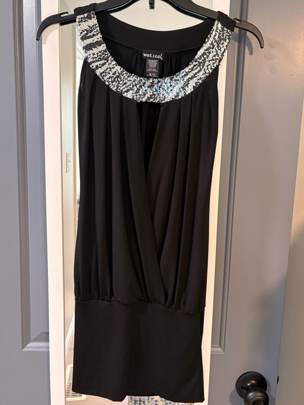 Wet Seal Black Dress with Silver Sequin Collar